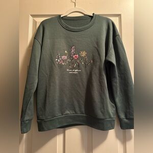 Green Floral Graphic Sweatshirt